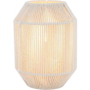 JHY DESIGN Boho Rattan Woven Lampshade Table Lamp 8.5" H Cotton Rope Bedside Lamp Cordless Decorative Battery Operated Lamp with 6 Hours Timer for Bedroom Living Room Wedding Parties Patio