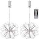 2 Pcs Solar Garden Lights Solar Firework Lights, LED Dandelion Hanging Light with 8 Flashing Modes, IP44 Waterproof, Firework Light Wedding Walkway Christmas Decor(Colorful), Garden Decorations