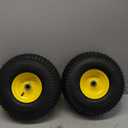 AR-PRO Exact Replacement 15" x 6.00-6" Front Tire and Wheel Assemblies Compatible with John Deere Riding Mowers 100 and D100 Series - 3" Centered Hub and 3/4" Bushings, 4Ply Pneumatic (Set of 2) (Yellow)