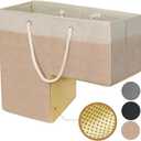 Stair Basket for Stairs with Handle, Staircase Baskets for Carpeted and Wooden Stairs,16" Step Storage Basket for Toys, Clothes, Books, Tools, with Hard Board, Anti-slip (Beige, 1 pack)