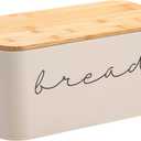 Bloomingville Metal "bread" Bin with Bamboo Lid, Cream