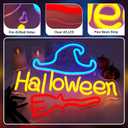 NOSUN Halloween Neon Sign Happy Halloween Wall Decor LED Lights for Bedroom Living Room Bar Office USB Powered Children Youth Hanging Light Up Sign for Halloween Decor Holiday Party Gift