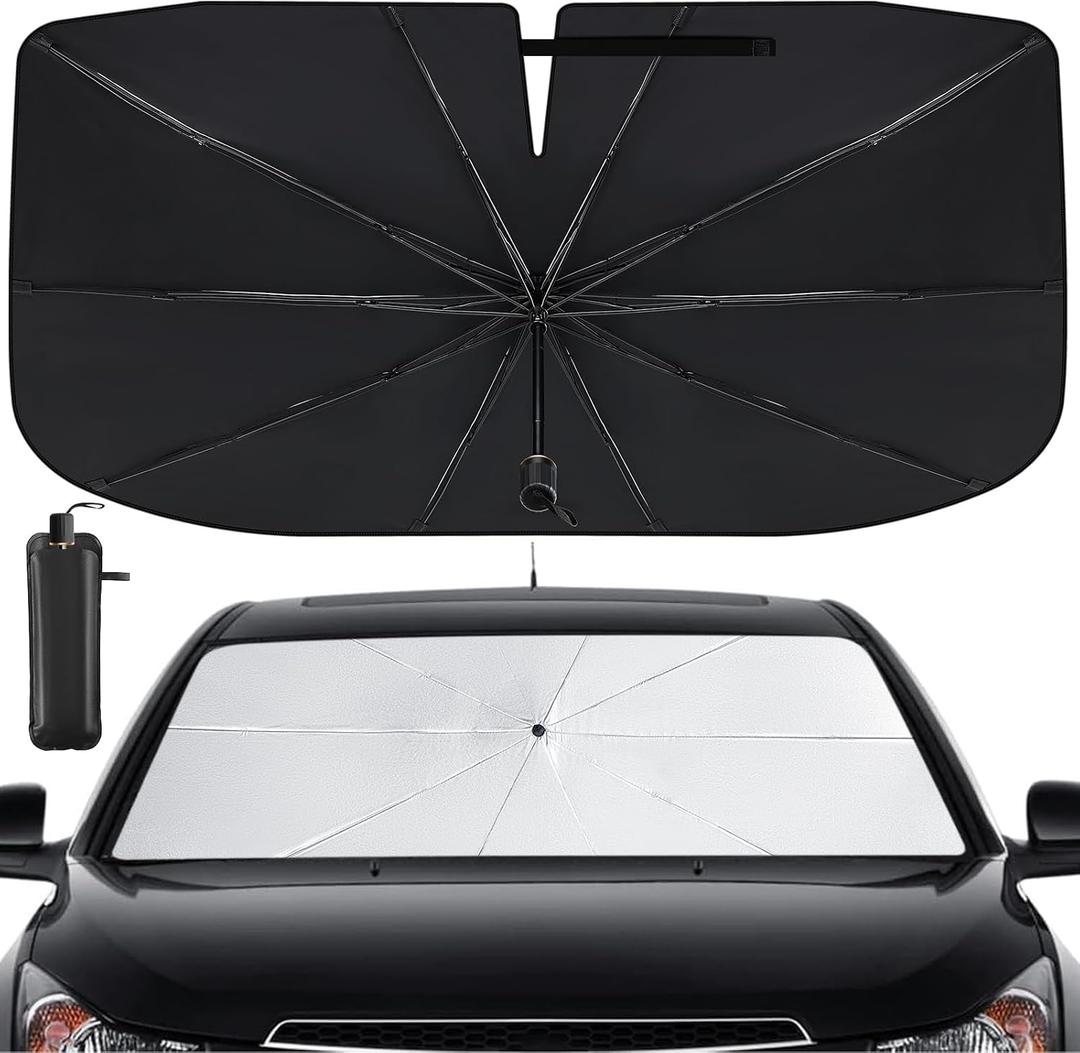 Windshield Sun Shade Umbrella - Car Sun Shade Windshield, Foldable Car Window Shades, Reflector Sunshade Offers Ultimate Sun Protection for Hatchback, Truck, SUV, MPV
