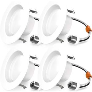 Sunco 4 Inch LED Recessed Lights, Retrofit Can Light for Ceiling, Baffle Trim, 660 LM, 11W (60W Equivalent), 3000K Warm White, Dimmable, Damp Rated ETL 4 Pack.