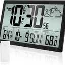 Weather Clock with Atomic Clock Indoor Outdoor Thermometer, 14.6" Large Atomic Wall Clock Battery Operated, Never Needs Setting! Wireless Outdoor Sensor, Auto DST, Wall Clock for Office/Home/School