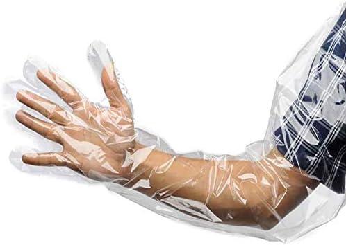 50Pcs Veterinary Insemination Rectal Long Gloves Disposable Plastic Full Arm 35inch for Field Dressing Cow Palpation Gutting