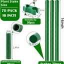 Fabulas Garden Stakes 16 Inch 70 Pack, Diy 4ft 5ft 6ft 7ft 8ft Tomato Stakes Plastic Coated Metal Plant Sticks Stakes Supports with 40 Connectors 30 Rotatable Clips for Indoor Outdoor Plants Vegetable