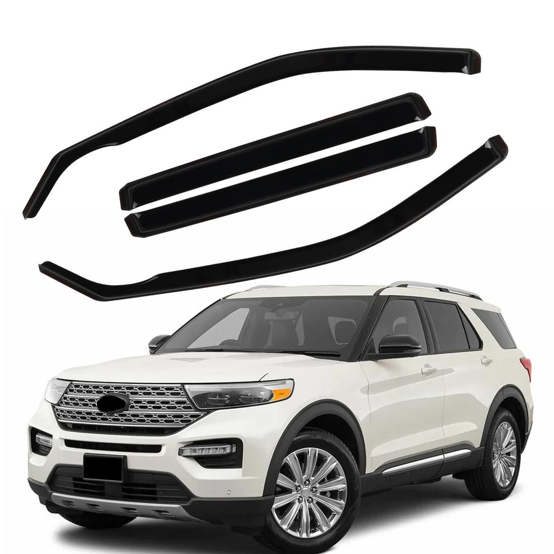 in Channel Window Visors for Ford Explorer 2020 2021 2022 2023 2024 2025 2026, Durable Rain Guards, Vent Window Visors Shades, Wind Deflectors for 20-26 Explorer, 4PCS