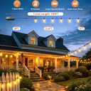 Brightever 100FT Solar String Lights Outdoor Waterproof with Remote, 36+2 Shatterproof ST38 LED Bulbs, Dimmable Patio Lights Solar Powered, 3 Lighting Modes Solar Lights for Backyard, Garden, Deck