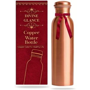 Handmade Pure Copper Water Bottle with Leak-Proof Lid, Ayurvedic Copper Drinking Bottle for Daily Hydration BPA-Free Reusable Metal Water Bottle for Home Yoga Sport & Travel - 34oz