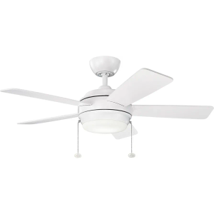 KICHLER 330171MWH Protruding Mount, 5 MATTE WHITE/MATTE WHITE Blades Ceiling fan with 48 watts light, Matte White