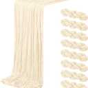 8 Pack Ivory Cheesecloth Table Runner 20 x 120 inch Gauze Table Runners 10 FT Long, Semi Sheer Cheese Cloth Fabric Table Runner Bulk for Wedding, Party, Baby Shower, Bridal Shower Decoration