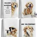 Funny Golden Retriever Gifts Bathroom Hand Towels Set of 4 | Golden Retriever Dog Gifts for Women, Dog Bathroom Restroom Decor, 16x24 Inch