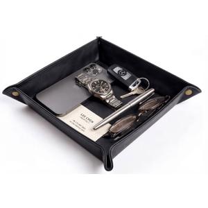 10 x CoBak Leather Valet Tray, PU Leather Catch All Tray for Entryway,Black