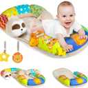 URMYWO Tummy Time Activity Mat - Cozy Tummy Time Mat for Newborn 0-12 Months, Breathable Soft Infant Baby Sit Me Up Floor Seat Early Sensory Development Play Toys Baby Registry Research Shower Gifts (Colorful)