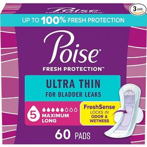 Poise Incontinence Pads & Postpartum Incontinence Pads, 6 Drop Ultimate Absorbency, Regular Length, 52 Count, Packaging May Vary
