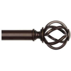 USFOOK Bronze Curtain Rods, 32 to 115 Inch, Telescoping & Splicing, Holds Up to 22 Pounds, Floral Finials