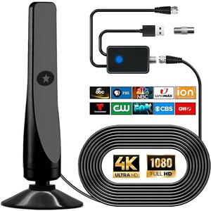 TV Antenna, Amplified HD Digital TV Antenna,Miles Coverage Range Supports 4K 8K 1080p for Smart HDTV and Older TVswith High Performance Coax Cable