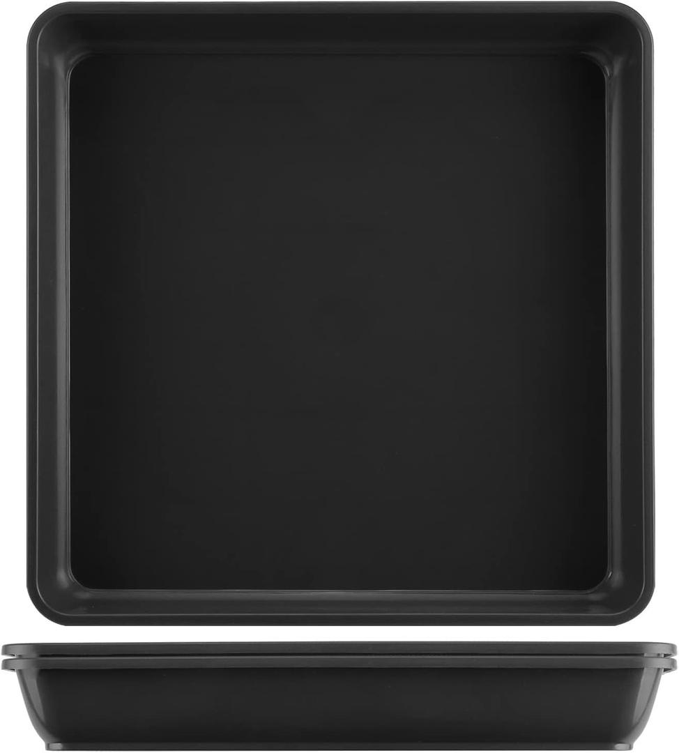 WAYNHUI Squared Plant Saucer 23inch 2pack Square Plastic Basin Tray Large/Small Water Receiving Tray(Black 23inch 2pack)