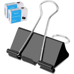 Ufmarine Large Binder Clips, 1.6 Inch Length, (24 Pcs) Big Binder Clips Paper Clamps for Office