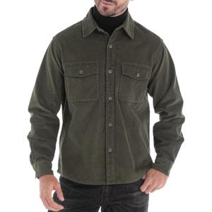 Men's Corduroy Jacket Lightweight Shacket Long Sleeve Shirts Casual Vintage (Green, M)