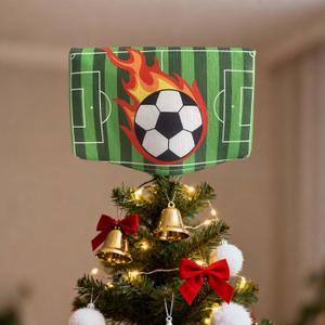 Christmas Soccer Tree Topper,9.8 * 6.2inch Soccer Indoor and Outdoor Christmas Decoration, Large Christmas Tree Topper,Santa Hat Tree Topper Festive Sports Halloween Family Birthday Party Decorations