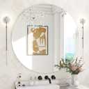 36-Inch Round Bathroom Mirror, Frameless Tempered Glass Wall Mirror