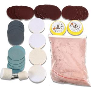 Glass Polishing Kit, 34Pcs/Set Multifunctional Scratch Remover Window Repair Tool, Cerium Oxide Polishing Powder Polishing Pad and Wheel for Windscreen and Glass