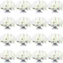 Jexine 240 Pcs Artificial Rose Flowers Bouquet Silk Realistic Flowers Bulk Centerpieces DIY Bride Fake Rose for Home Bridal Wedding Party Decorations(White)