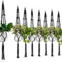 Sorbus Macrame Plant Hanger (8 Pack) Indoor Outdoor Hanging Plant Pots Cotton Rope, Elegant for Home, Patio, Garden (Black)