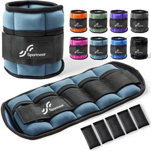 Sportneer Adjustable Ankle/Wrist Weights for Men Women Kids, Weighted Leg & Cuff Strength Training for Yoga Walking Running Aerobics Gym Fitness Physical Therapy (2 lbs (x2), Dusty Blue)