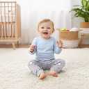 Newborn Jogger Pants with Elastic Cuffs  Stay-On Baby Pants That Dont Ride Up, Soft & Stretchy 3-Pack (Galaxydinostripes)