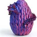 3D Printed Dragon Egg- Red Blue - Surprise Easter Egg with Flexible Crystal Dragon Inside, Easter Basket Stuffers, 3D Printed Gift Toy, Desk Executive Pet, Figurine Decor(12 Dragon) (Purple Mix)