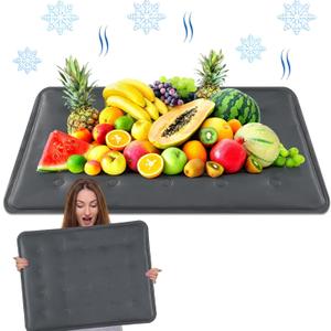 Reallnaive 2 Pcs Reusable Freezable Ice Mat for Buffet Table Chilled Serving Tray Party 19.69 x 15.75 Inches Dark Gray Charcuterie Cooler Cooling Trays for Food Cheese