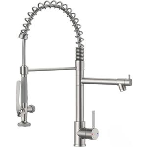 Fapully Commercial Pull Down Kitchen Sink Faucet with Sprayer Brushed Nickel