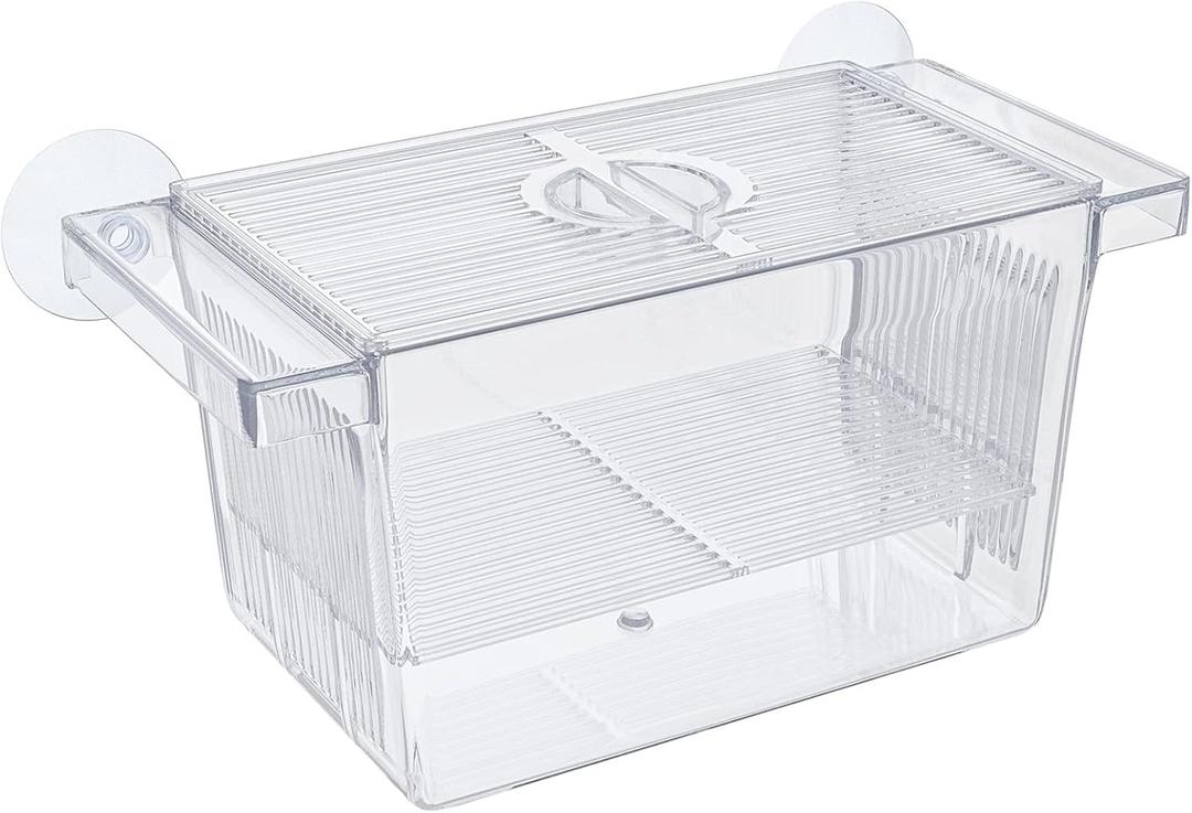 Pawfly Aquarium Fish Breeding Box Acrylic Hatchery Incubator Tank with Suction Cups Small Isolation Box for Baby Small Fish Shrimp and Betta