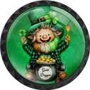 2 x 4 Pack St. Patricks Day Leprechaun with Gold Digger Pot Cabinet Knobs Round Drawer Pulls Black Dresser Knob Cupboard Door Handles Hardware for Kitchen Bathroom Cabinets