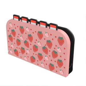 2 x Custom Faceplate Cover for NS 2 Charging Dock, Protective Hard PC Slim Shell with Anti-Scratch Surface, Replacement Housing for NS2 Docking Station, Strawberry Design (Pink)