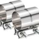 TIROL 2.25 Exhaust Clamp, 2.25 inch Lap Joint Band Stainless Steel Muffler Clamp for Joining 2.25" OD to 2.25" ID Exhaust Pipe, Muffler Pipe 2Pcs