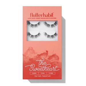 FlutterHabit The Sweetheart prepTECH Classic 6 Pair Underlash Extensions, 1113mm Natural Curl Lash Clusters, Reusable Under Lash Eyelashes Home Application, Medium Volume Doll Eye, Adhesive Required