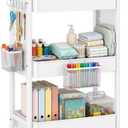 3 Tier White Rolling Storage Cart Metal with DIY Pegboard and Wheels