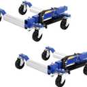 Car Wheel Dolly Jack Set, 1500 LBS Capacity Wheel Dolly with Hydraulic Tire Jack & Aluminium Twin Rollers, Heavy Duty Rollers with Foot Pedal for Tire Auto Repair Moving - Set of 2