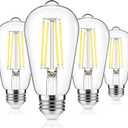 4-Pack Vintage Edison LED Bulbs, 60W Equivalent, 850LM 6W Edison Light Bulb Daylight White 5000K, ST58 LED Filament Bulb E26 Base, Non-Dimmable