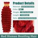 Red Boho Hair for Braiding Deep Wave Bulk Human Hair for Braiding 26 26 26 Inch No Weft Brazilian Red Deep Wave Bulk Braids Extensions