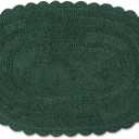 DII Crochet Collection Reversible Bath Mat, Small Oval, Dark Green, Size: 2' x 1'5" (Oval)