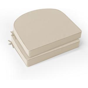 Outdoor Chair Cushions Set of 2: Waterproof & Fade Resistant Patio Furniture Cushions - 19 x 19 x 2 Inch Non Slip Round Corner Seat Cushion Pads with Removable Cover for Garden Yard Lawn, Cream
