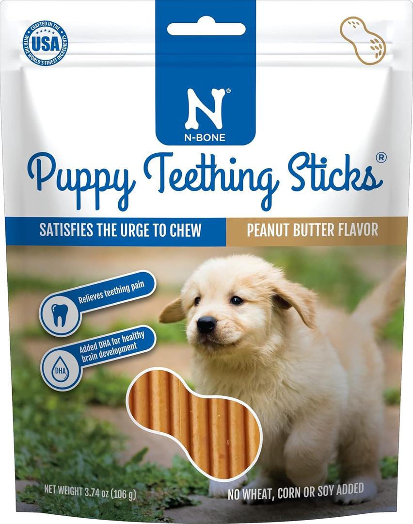 N-Bone Puppy Teething Sticks Peanut Butter Flavor, 3.74-oz Bag (EXP 06/20/27)