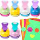 CHENGU 16 Pcs Craft Hole Punch, Paper Punchers for Scrapbooking with 6 Shapes,10 Sheets Cardstock Paper, Kids Supplies for DIY, Card Making, Gift Wrapping(Multiple Styles,2 Inch)