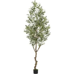 VIAGDO Artificial Olive Tree 8ft (2.4m) Tall Fake Potted Olive Silk Tree with Planter Large Faux Olive Branches and Fruits Artificial Tree for Home Office Living Room Decor Indoor, 1296 Leaves
