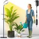 Grow Lights for Indoor Plants,Floor Lamp with 63IN Stand,Full Spectrum,10 Dimming,Halo Ring Warm Light, 3/9/12H Timer,Height Adjustable,Metal Stable Base Growing Light for Tall Small Plant (Tall Black-20W, Black)